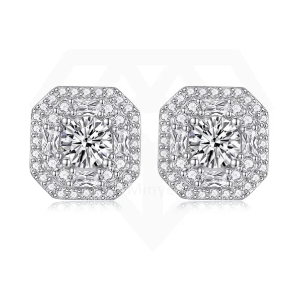 1.50 Ct Round Halo Diamond Stud Earrings Diamond Halo Studs Round Diamond Halo Earrings, Stud Halo Earrings 14K White Gold Wholesale MYE13514-5.0