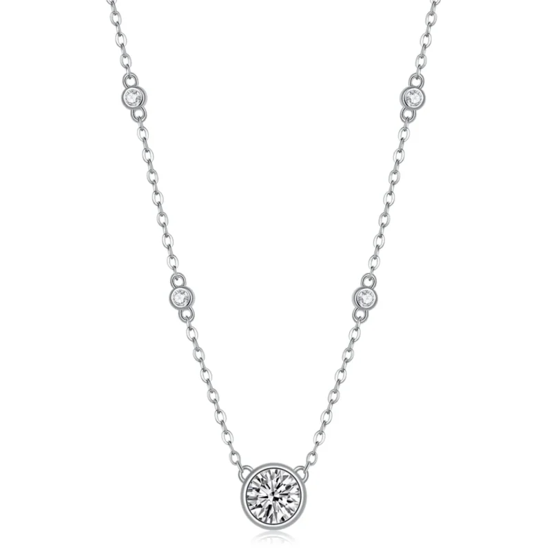 Moissanite Starlight Pendant Necklace 925 Sterling Silver 18 inches Cubic Zirconia Fashion Collarbone Chain Wholesale MYN13499-6.5