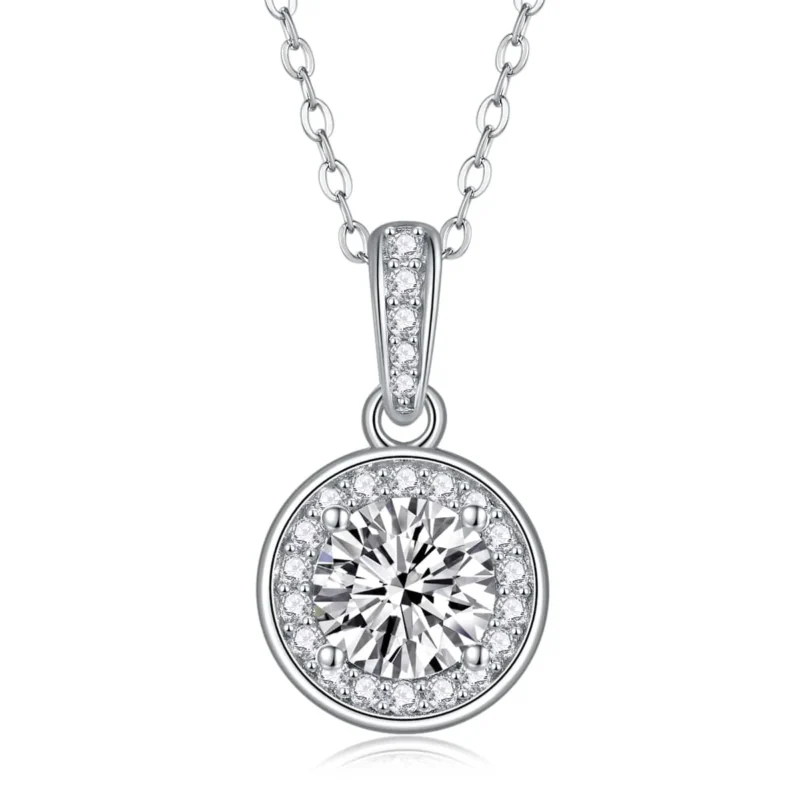 Round Crystal Pendants Silver Color Necklaces For Women Luxury Jewelry Trend Wholesale MYP13521-6.5