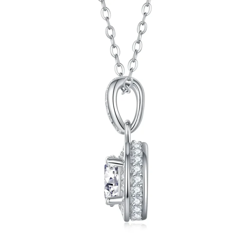 Round Crystal Pendants Silver Color Necklaces For Women Luxury Jewelry Trend Wholesale MYP13521-6.5 - Image 2