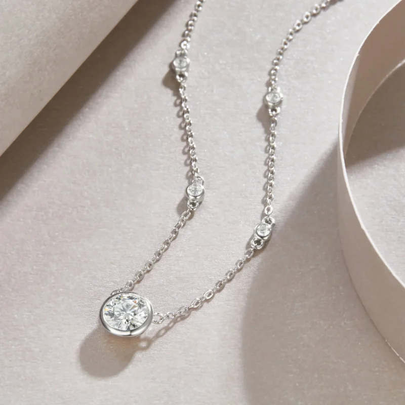Moissanite Starlight Pendant Necklace 925 Sterling Silver 18 inches Cubic Zirconia Fashion Collarbone Chain Wholesale MYN13499-6.5 - Image 3
