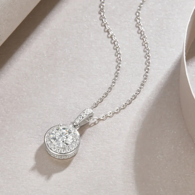 Round Crystal Pendants Silver Color Necklaces For Women Luxury Jewelry Trend Wholesale MYP13521-6.5 - Image 3
