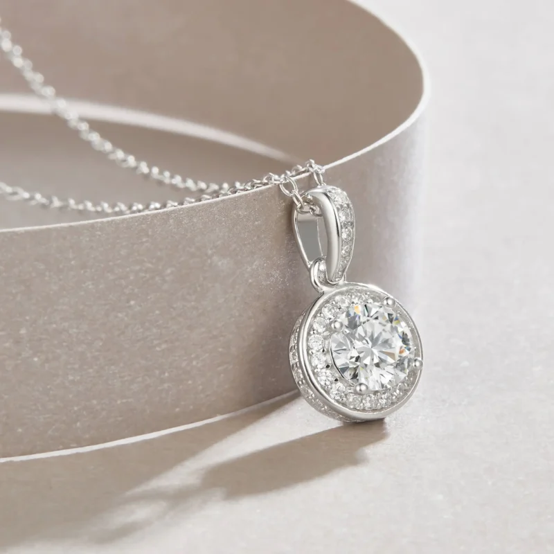 Round Crystal Pendants Silver Color Necklaces For Women Luxury Jewelry Trend Wholesale MYP13521-6.5 - Image 4