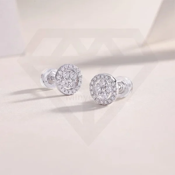 Round Diamond Cluster Style Halo Stud Earrings for Women 1.88CT in 14K White Gold Over with Push Back Wholesale MYE13480 - Image 5