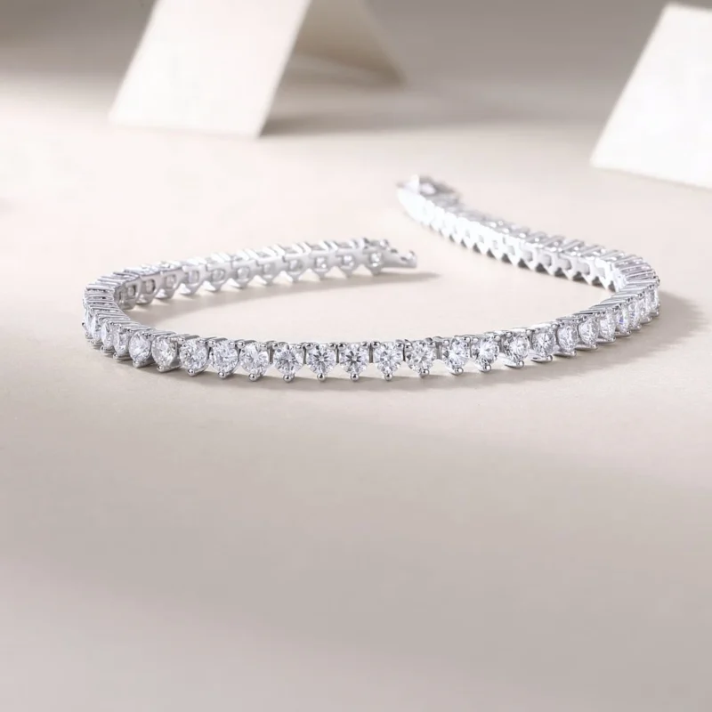 Moissanite 2-20 Carat (ctw) White Gold Round Cut LAB GROWN Diamond Round Cut Classic 2 Prong Diamond Tennis Bracelet Wholesale MYL13233 - Image 5