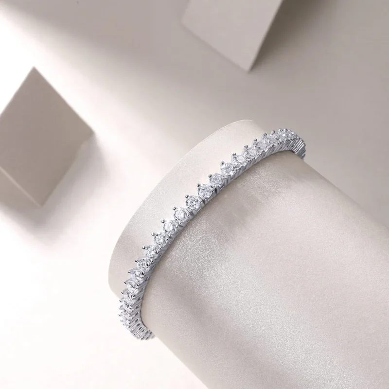 Moissanite 2-20 Carat (ctw) White Gold Round Cut LAB GROWN Diamond Round Cut Classic 2 Prong Diamond Tennis Bracelet Wholesale MYL13233 - Image 4