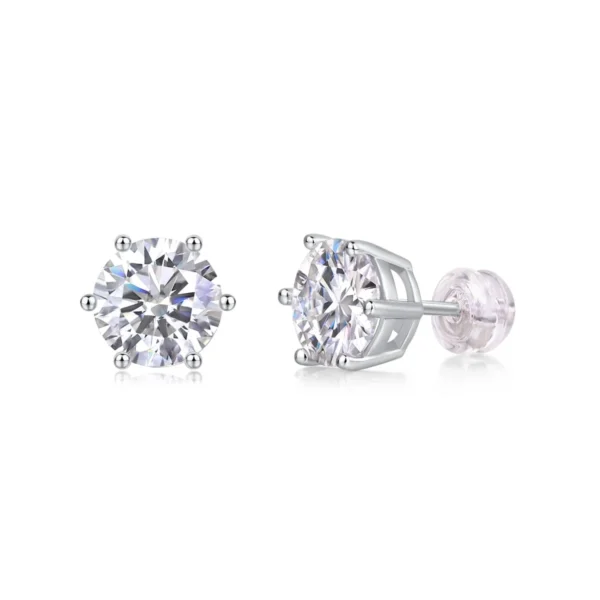 6 Claw White Round Cut 2ct Moissanite Stud Earring Brilliant Cut Lab Grown Diamond Stud Earrings Wholesale MYE13176-8.0