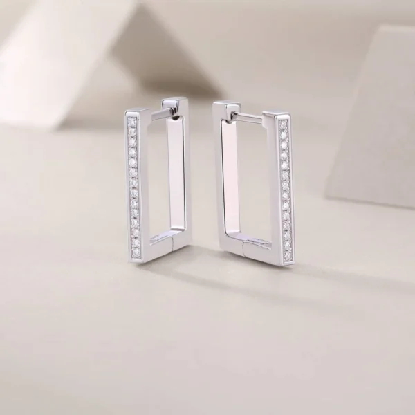 Wholesale Karat White Gold Diamond Square Hoop Earrings MYE13244 - Image 5