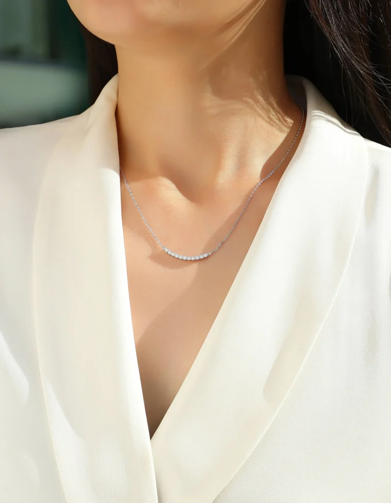 Necklace Sparkling Fine Jewelry Wholesale Moissanite Necklace for Women,Sterling Silver Chain Lab Diamond Pendant MYN13269 - Image 2