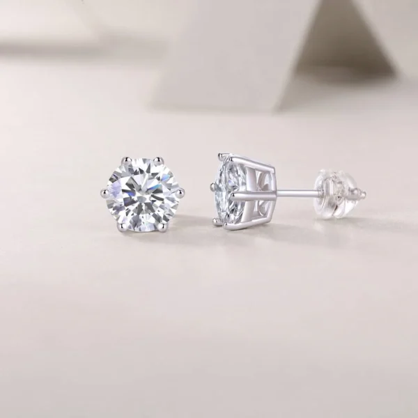 6 Claw White Round Cut 2ct Moissanite Stud Earring Brilliant Cut Lab Grown Diamond Stud Earrings Wholesale MYE13176-8.0 - Image 5