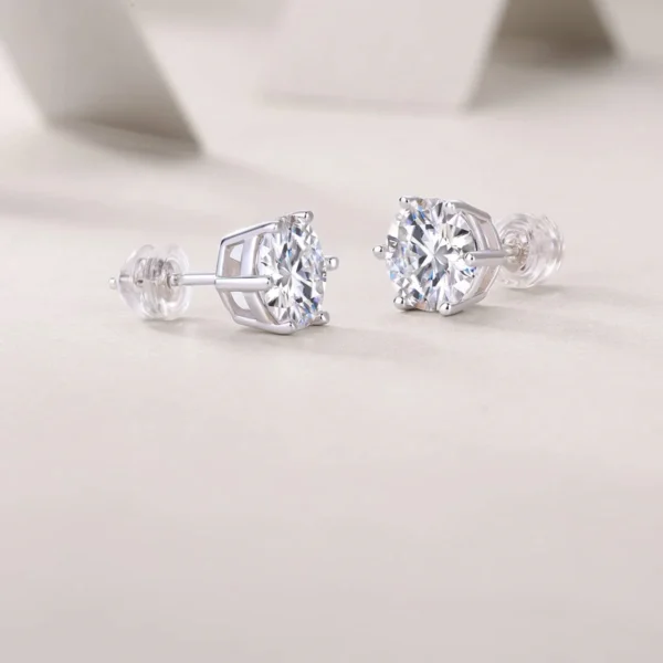 6 Claw White Round Cut 2ct Moissanite Stud Earring Brilliant Cut Lab Grown Diamond Stud Earrings Wholesale MYE13176-8.0 - Image 4