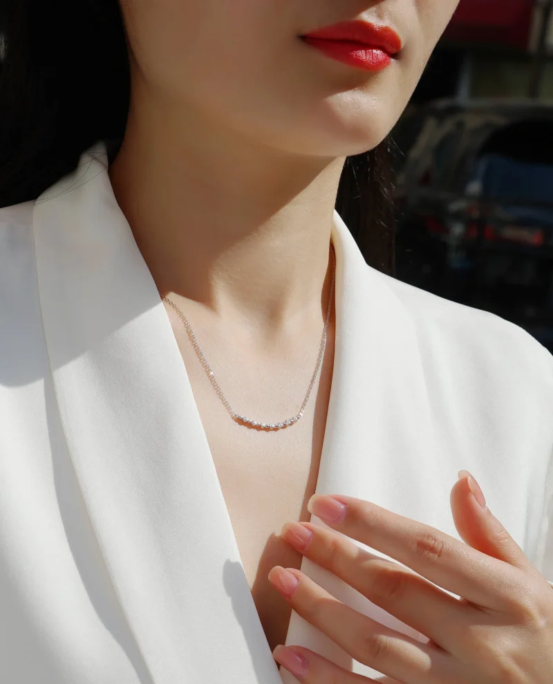 Moissanite 0.50 Carat Natural Round White Diamond Neckalce For Women's Wholesale MYN13441 - Image 2