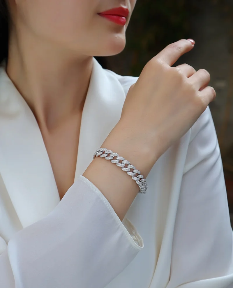 2mm-5mm D Color VVS1 Round Cut Lab Created Diamond Tennis Bracelet with GRA Certificate Moissanite Cuban Tennis Bracelet for Women Men 925 Sterling Silver Wholesale MYL13218-10 - Image 3