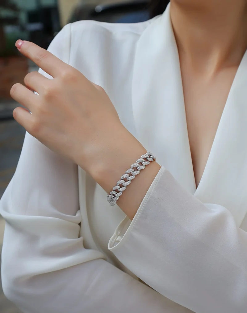 2mm-5mm D Color VVS1 Round Cut Lab Created Diamond Tennis Bracelet with GRA Certificate Moissanite Cuban Tennis Bracelet for Women Men 925 Sterling Silver Wholesale MYL13218-10 - Image 2
