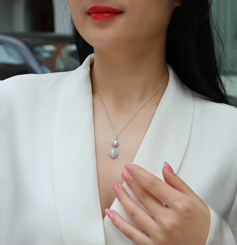 925 Sterling Silver Fine Jewelry Wedding Luxury Moissanite Diamond Pendant Necklace for Women 1.5 CT VVS1 D Color Wholesale MYP13666-6.5 - Image 6