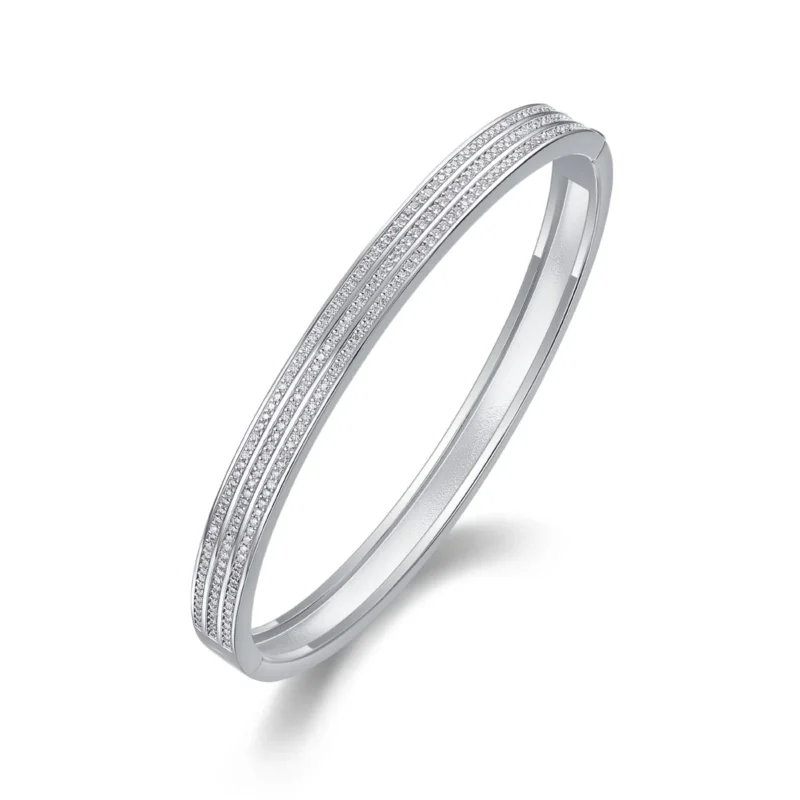 Moissanite Valentine's Wholesale OEM Factory Open Cuff Bracelet Micro Pave CZ Bangle for Women Luxury Jewelry Bulk MYB13168