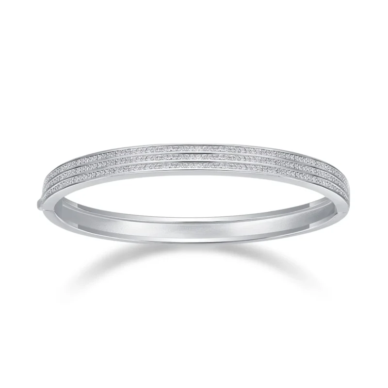Moissanite Valentine's Wholesale OEM Factory Open Cuff Bracelet Micro Pave CZ Bangle for Women Luxury Jewelry Bulk MYB13168 - Image 8