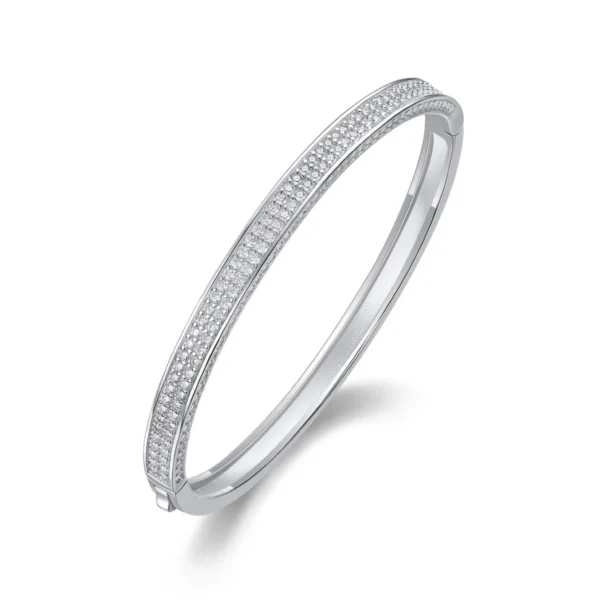 Single Row Bangle Bracelet 1/3 Cttw Sterling Silver Womens Round Diamond Wholesale MYB13142