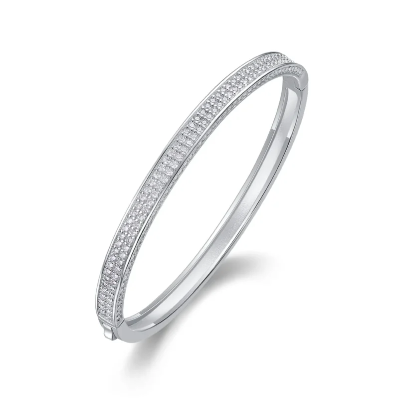 Single Row Bangle Bracelet 1/3 Cttw Sterling Silver Womens Round Diamond Wholesale MYB13142
