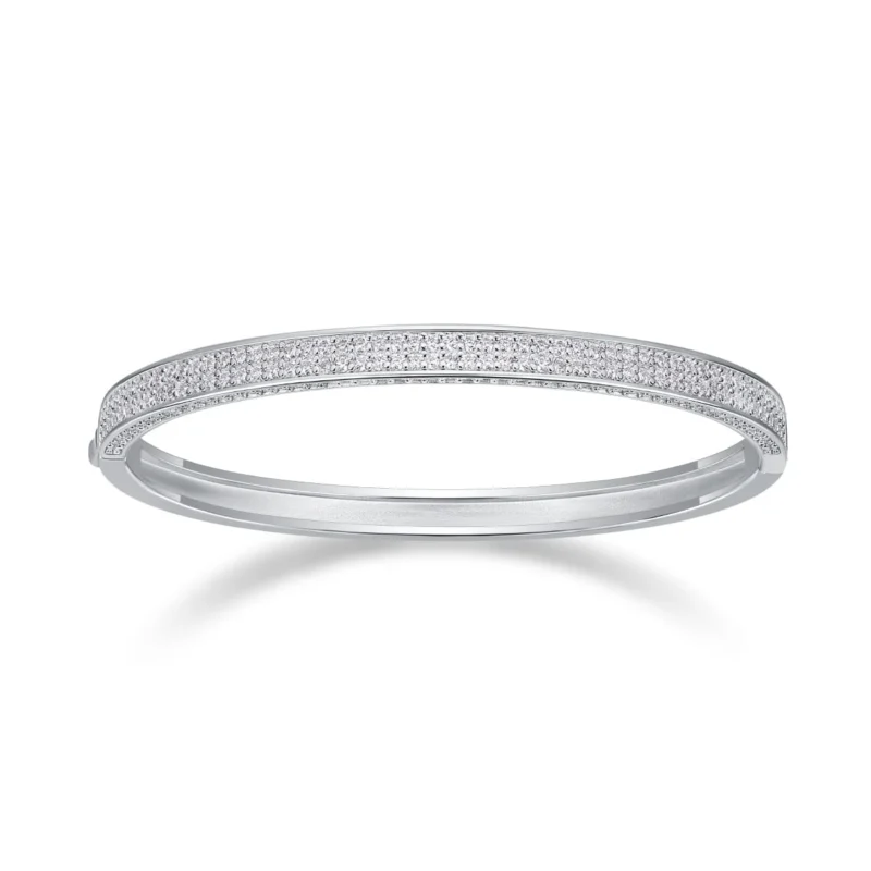 Single Row Bangle Bracelet 1/3 Cttw Sterling Silver Womens Round Diamond Wholesale MYB13142 - Image 8