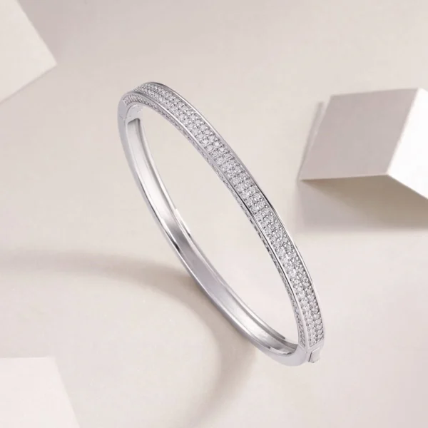 Single Row Bangle Bracelet 1/3 Cttw Sterling Silver Womens Round Diamond Wholesale MYB13142 - Image 5