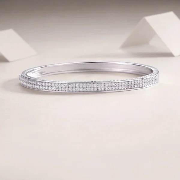 Single Row Bangle Bracelet 1/3 Cttw Sterling Silver Womens Round Diamond Wholesale MYB13142 - Image 4