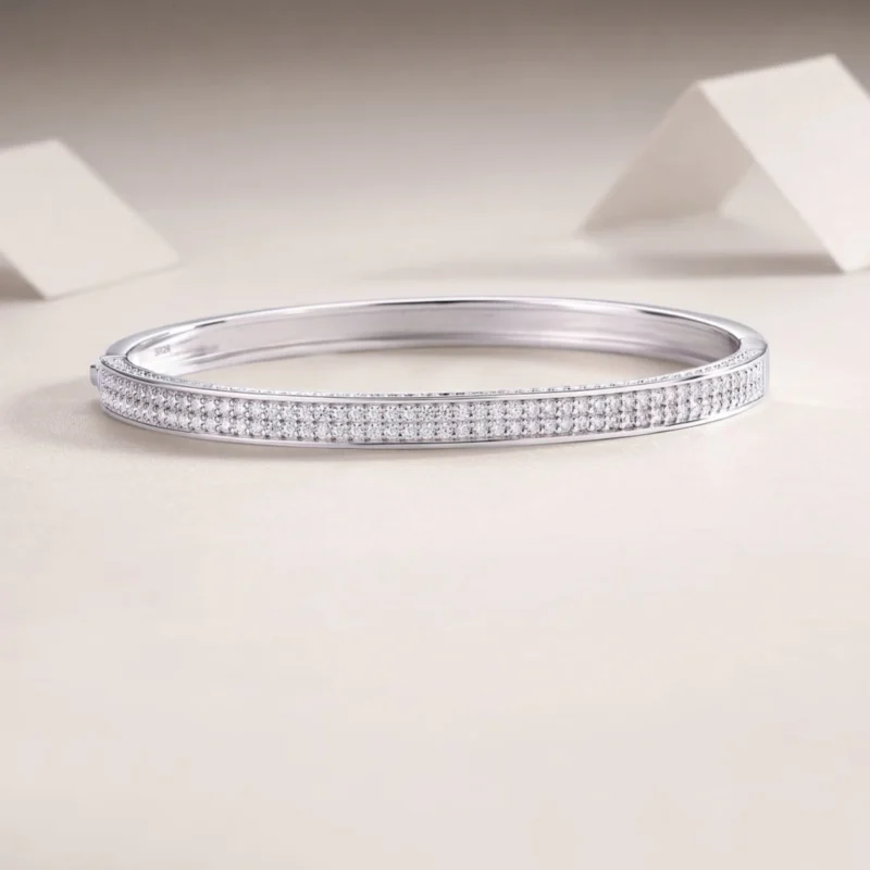 Single Row Bangle Bracelet 1/3 Cttw Sterling Silver Womens Round Diamond Wholesale MYB13142 - Image 4