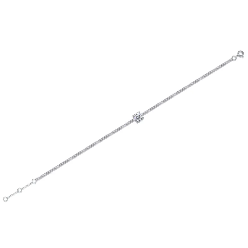 Lab Grown Diamond Women's Sterling Silver Link Bracelet Moissanite Charm Link Bracelet Bulk MYL13213-6.5 - Image 6