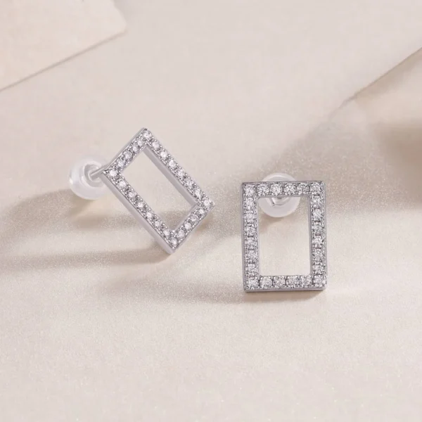 Natural Diamond Square Stud Earrings 14k Solid Gold 0.2 Carat (Cttw) Round White Wholesale MYE13228 - Image 6