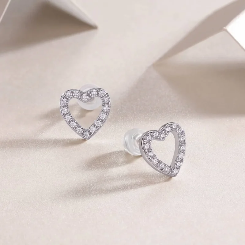 Heart Shape Fashion Stud Earrings Collection 0.25 Cttw Solid K-Gold White Diamond Womens Wholesale MYE13226 - Image 6