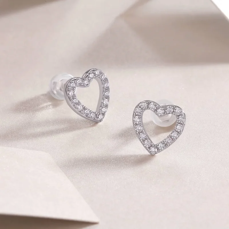 Heart Shape Fashion Stud Earrings Collection 0.25 Cttw Solid K-Gold White Diamond Womens Wholesale MYE13226 - Image 5