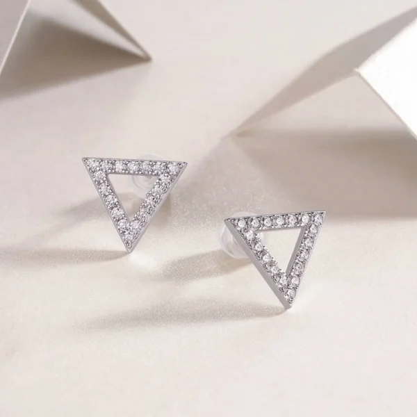 Triangle Stud Earrings for Women Elegant 1.4mm All Moissanite Cool Wedding Birthday Gift Solid 925 Silver Charm Jewelry Bulk MYE13222 - Image 6