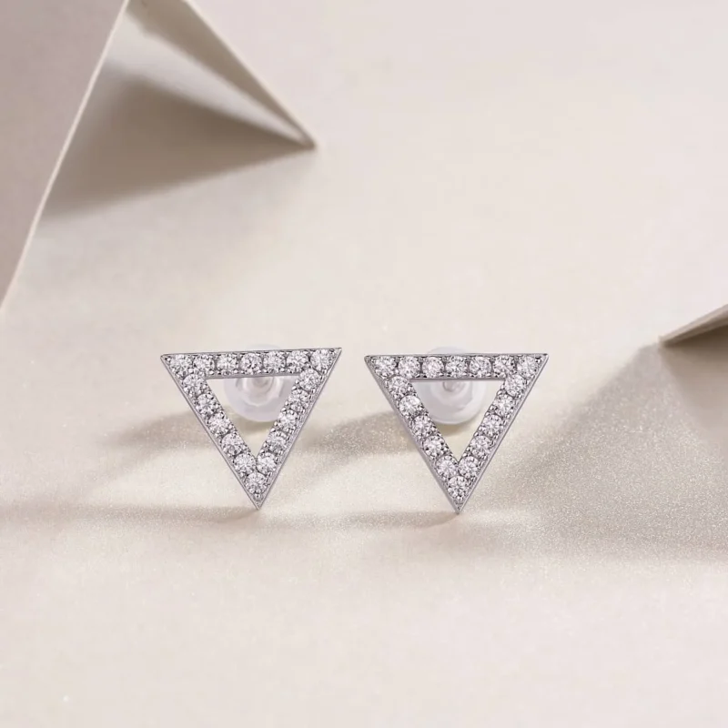 Triangle Stud Earrings for Women Elegant 1.4mm All Moissanite Cool Wedding Birthday Gift Solid 925 Silver Charm Jewelry Bulk MYE13222 - Image 5