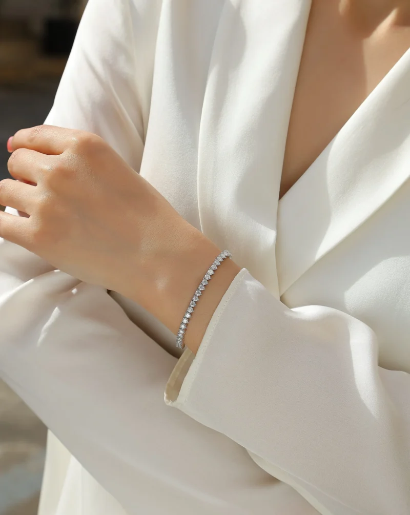 Moissanite 2-20 Carat (ctw) White Gold Round Cut LAB GROWN Diamond Round Cut Classic 2 Prong Diamond Tennis Bracelet Wholesale MYL13233 - Image 2