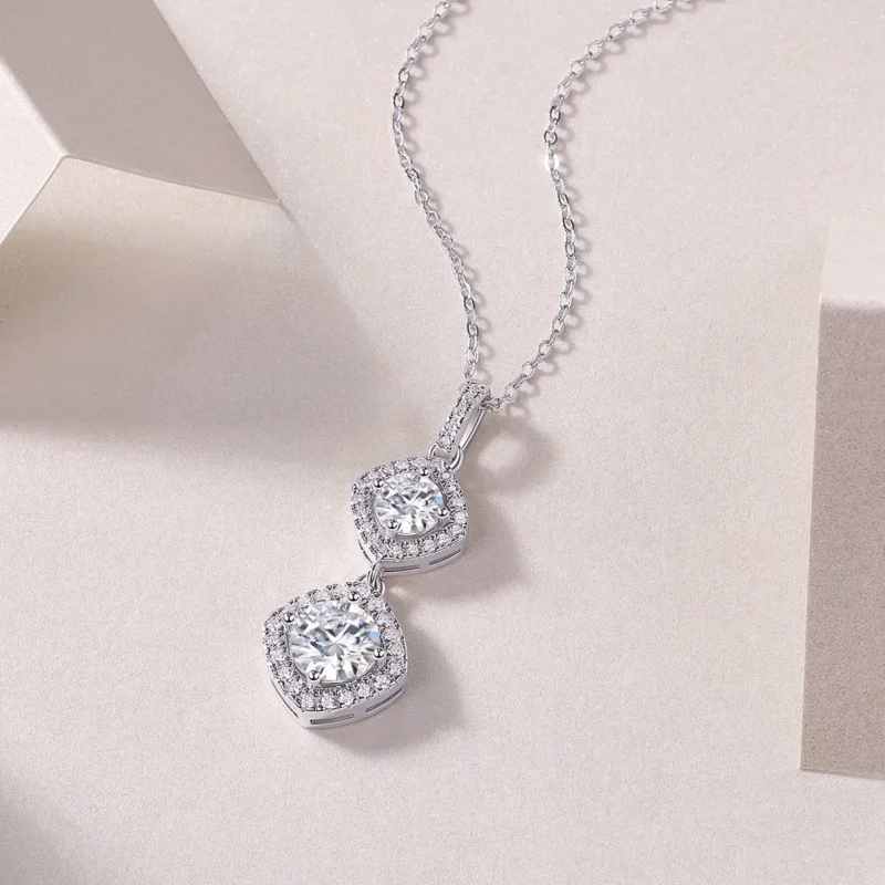 925 Sterling Silver Fine Jewelry Wedding Luxury Moissanite Diamond Pendant Necklace for Women 1.5 CT VVS1 D Color Wholesale MYP13666-6.5 - Image 2