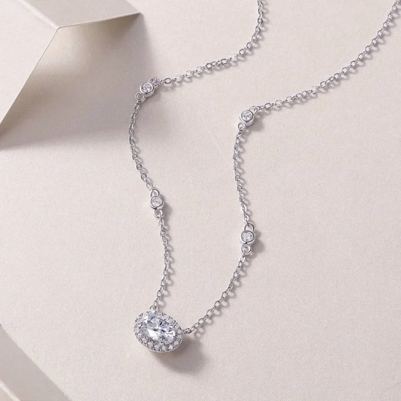 Moissanite Diamond Round Halo Chain Necklace NEW Certified 1ct. t.w. Wholesale MYN13501 - Image 3