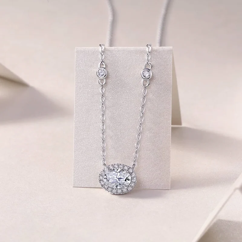 Moissanite Diamond Round Halo Chain Necklace NEW Certified 1ct. t.w. Wholesale MYN13501 - Image 2