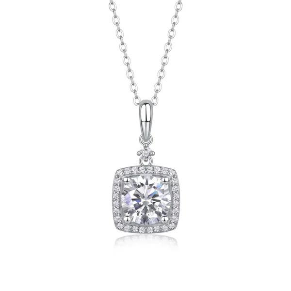 S925 Sterling Silver 2CT Princess Square Bag Temperament Simple Pendant Niche Gift Bulk MYP13522-8.0