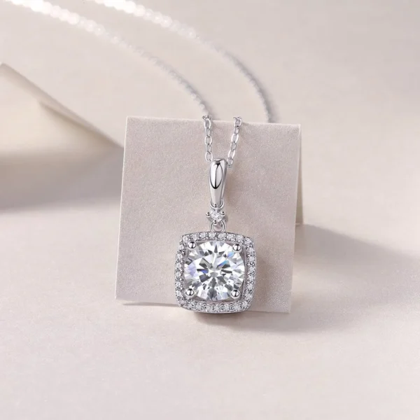 S925 Sterling Silver 2CT Princess Square Bag Temperament Simple Pendant Niche Gift Bulk MYP13522-8.0 - Image 3