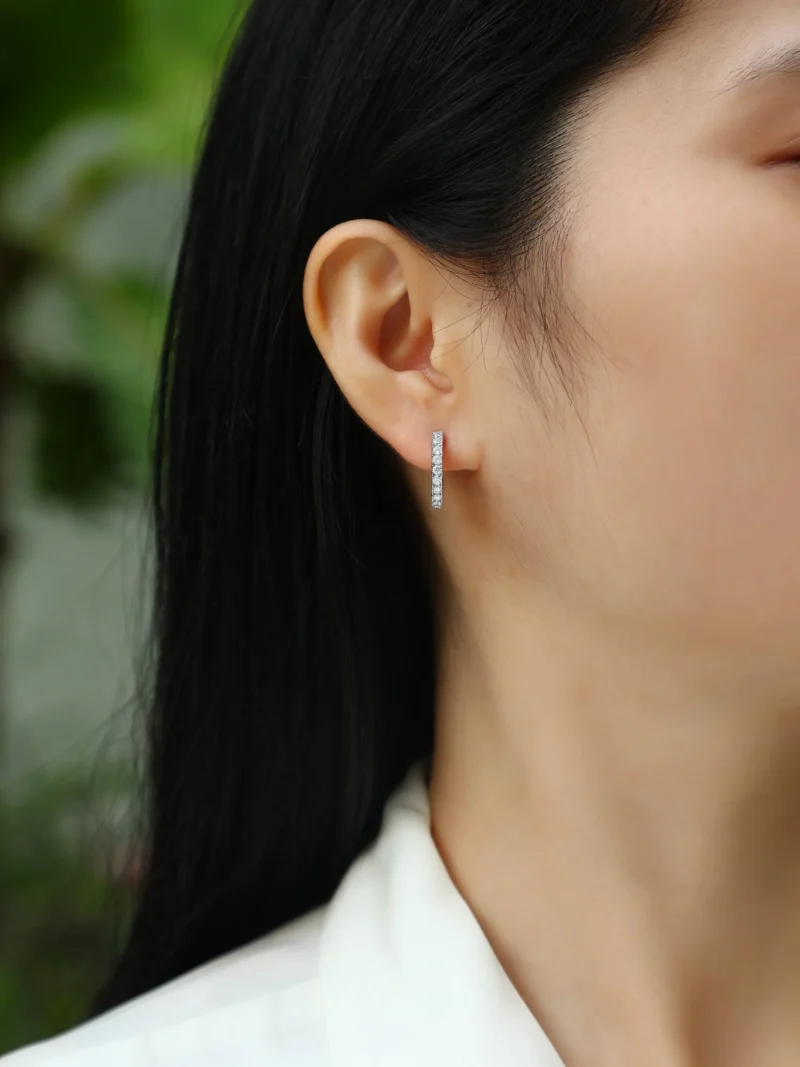 Moissanite Wedding Classic Bridal Oval Hoop Earrings Bling Jewelry Womens Black Rose Gold Sterling Silver Wholesale MYE13191 - Image 4