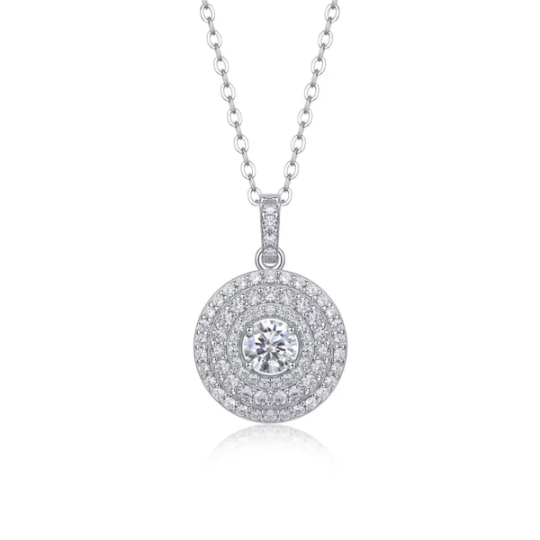 Pendant Necklace in 14K Gold Over Sterling Silver Moissanite Round Shape Halo Wholesale MYP13582-5.0