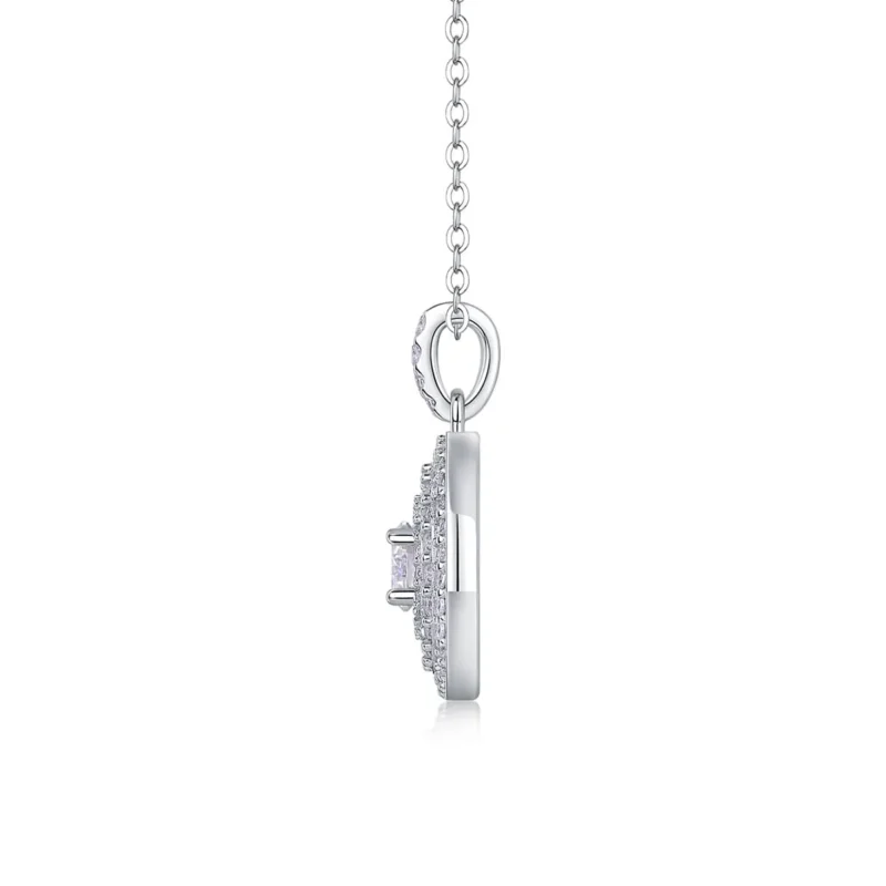 Moissanite 0.33 Cttw Round Shape White Cubic Zirconia Double Halo Pendant Necklace in 14K Gold Over Sterling Silver Wholesale MYP13582-5.0 - Image 4