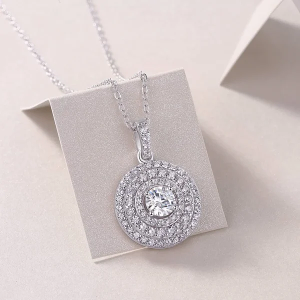 Pendant Necklace in 14K Gold Over Sterling Silver Moissanite Round Shape Halo Wholesale MYP13582-5.0 - Image 2