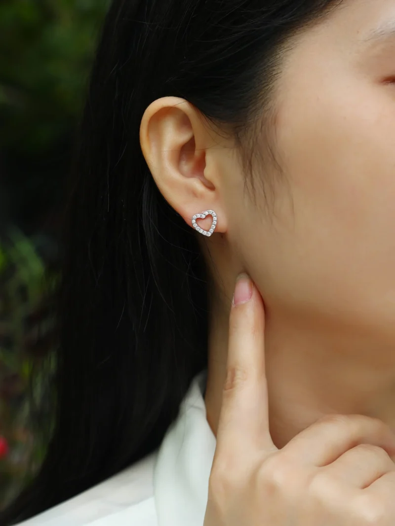 Heart Shape Fashion Stud Earrings Collection 0.25 Cttw Solid K-Gold White Diamond Womens Wholesale MYE13226 - Image 4