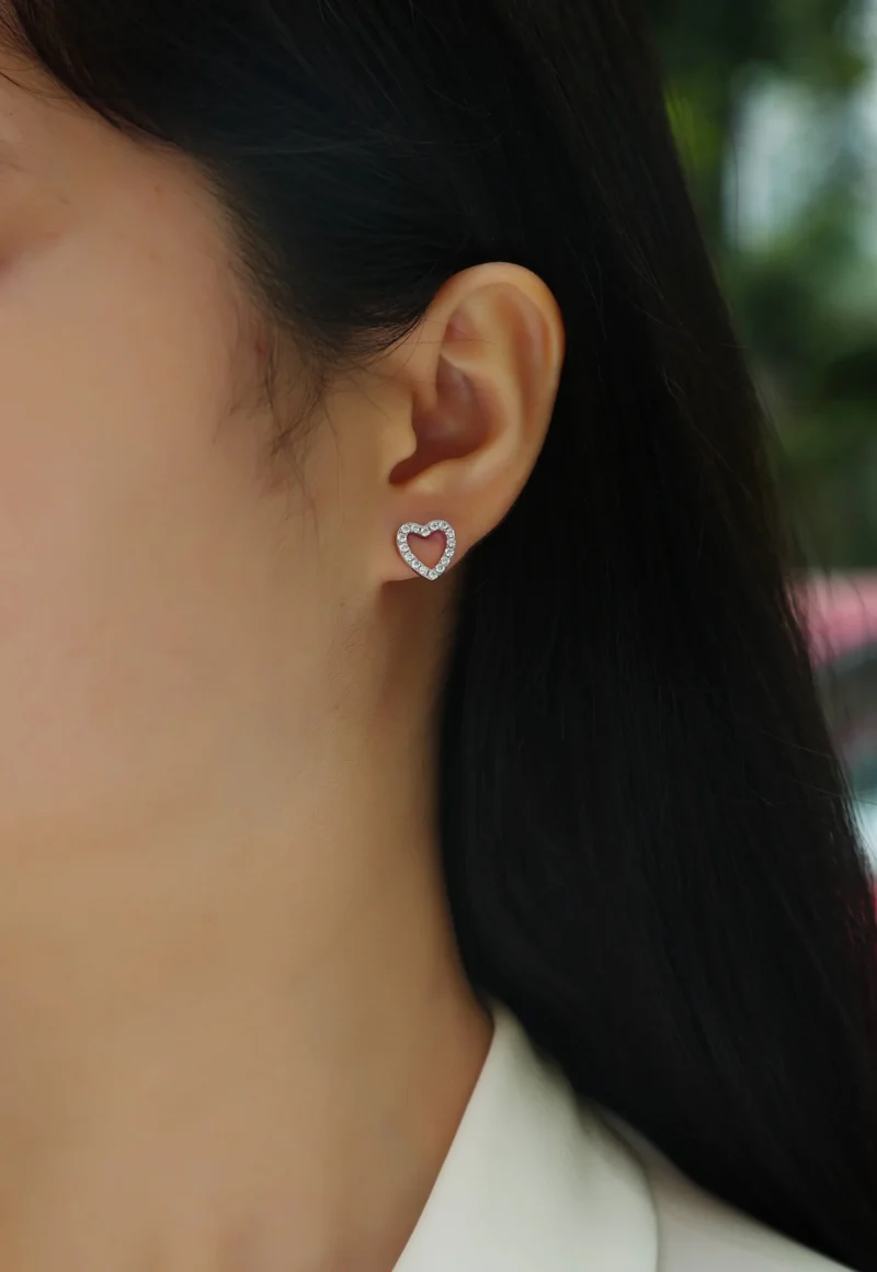 Heart Shape Fashion Stud Earrings Collection 0.25 Cttw Solid K-Gold White Diamond Womens Wholesale MYE13226 - Image 3