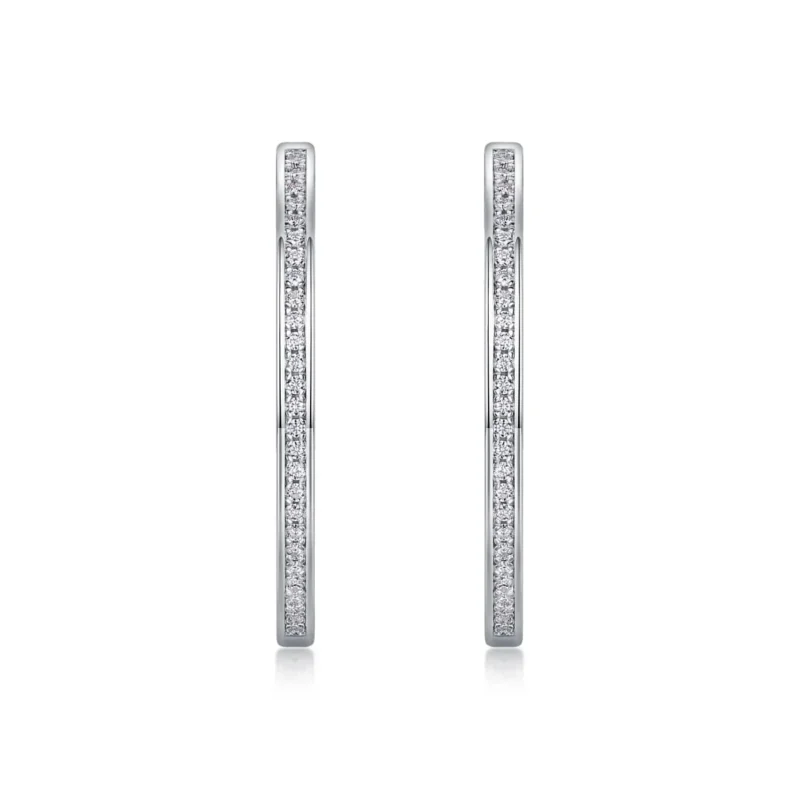 Moissanite 18K White Gold plated Inside-Out Hoop Earrings with CZ 55mm Bulk MYE13368 - Image 6