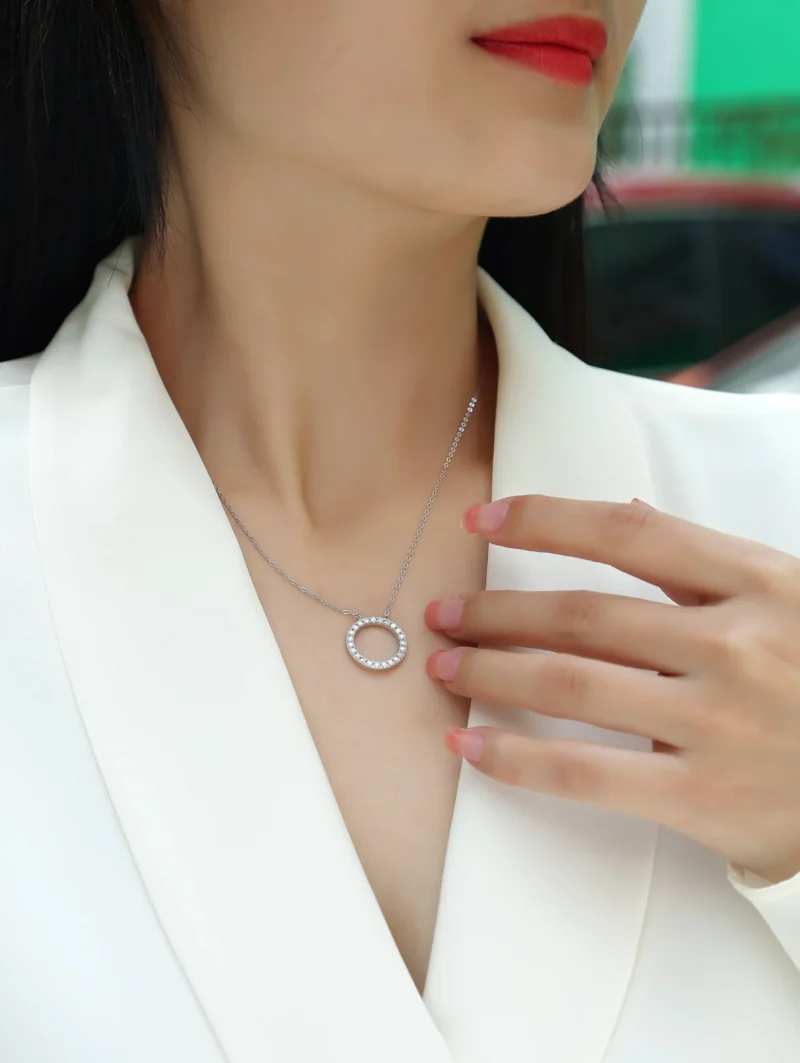 VVS D 1Ct Moissanite Classic Engagement Adjustable Necklace Hot Sale Design Pendant 925 Sterling Silver Chain Wholesale N13190 - Image 2
