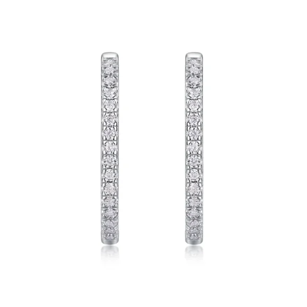 925 Sterling Silver with Natural Diamond Hoop Earring jewelry Gift for Women 0.50 Carat Round Diamond Ladies Huggies Hoop Earrings Wholesale MYE13372 - Image 6