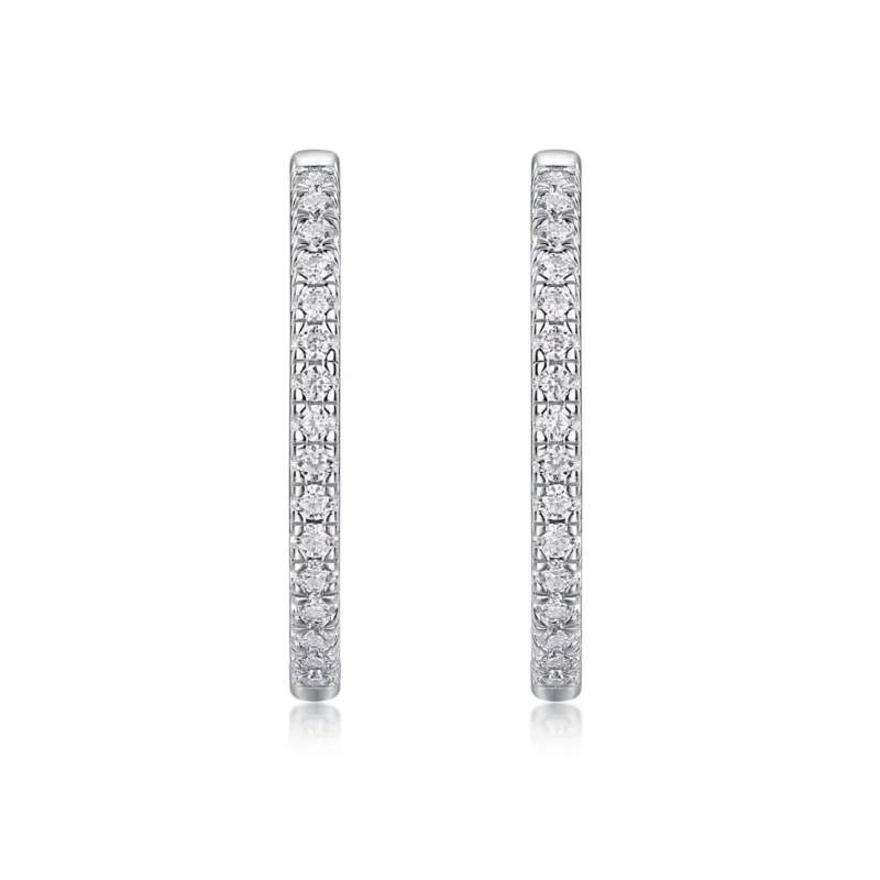 925 Sterling Silver with Natural Diamond Hoop Earring jewelry Gift for Women 0.50 Carat Round Diamond Ladies Huggies Hoop Earrings Wholesale MYE13372 - Image 6