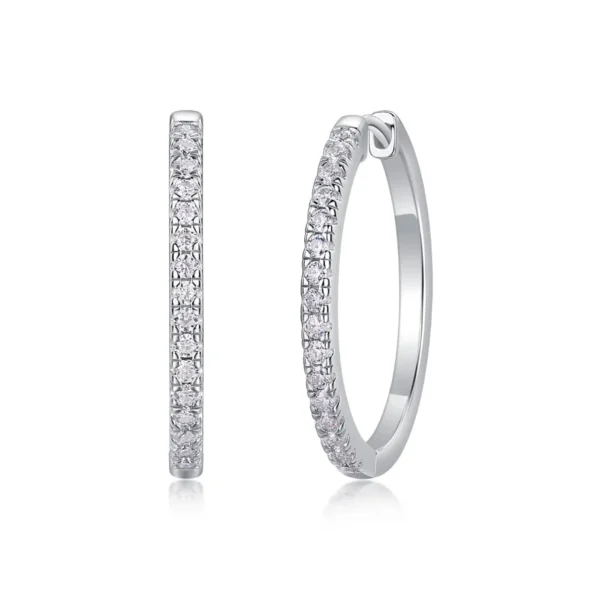 925 Sterling Silver with Natural Diamond Hoop Earring jewelry Gift for Women 0.50 Carat Round Diamond Ladies Huggies Hoop Earrings Wholesale MYE13372